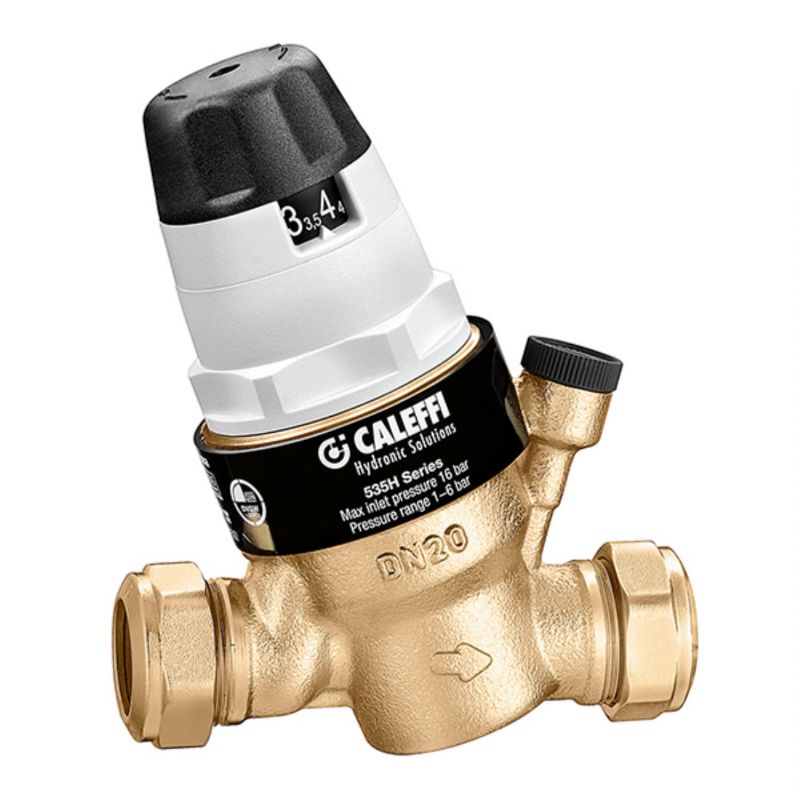 Altecnic Caleffi 22mm Prescal Series 535 High Temp Pressure Reducing Valve with Gauge Port 535022H