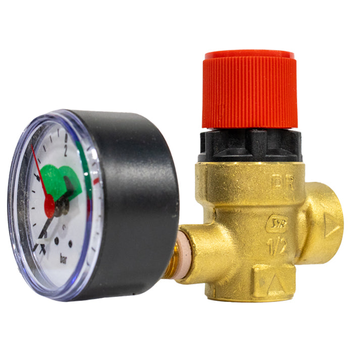 Reliance RWC 103 Series Pressure Relief Valve With Gauge 1/2" x 1/2" F x F 3 Bar - PREL103003